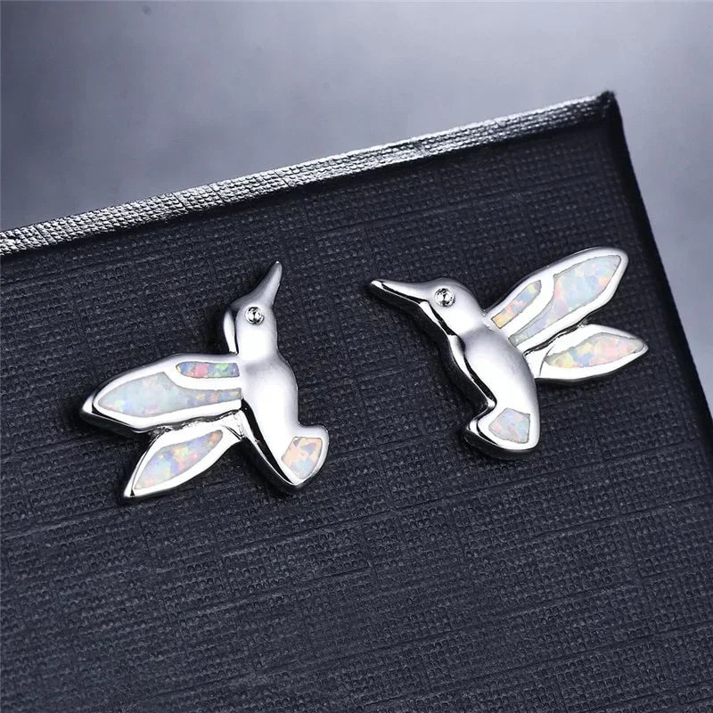 Bird Stud Earrings Set – 2 Pairs Fire Opal Rhinestone Studs Stud Earrings Set Nixie