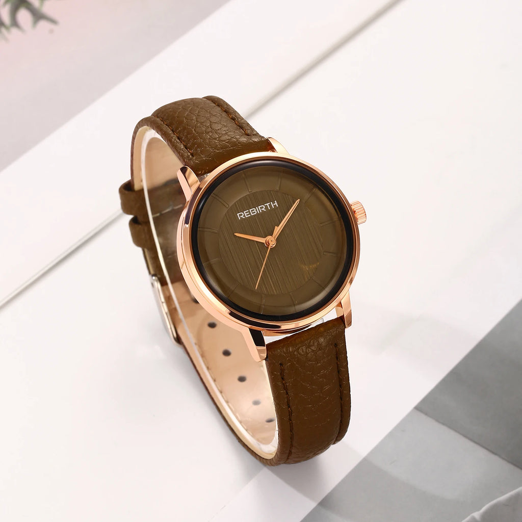 REBIRTH Square Quartz Watch – Unisex Minimalist Leather Band Quartz Wristwatch Nixie