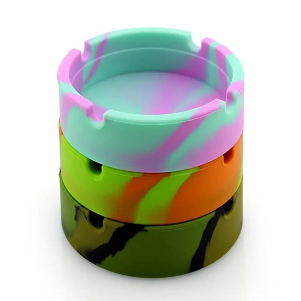 Portable Fluorescent Silicone Ashtray – Luminous Camouflage Round Silicone Ashtray Nixie