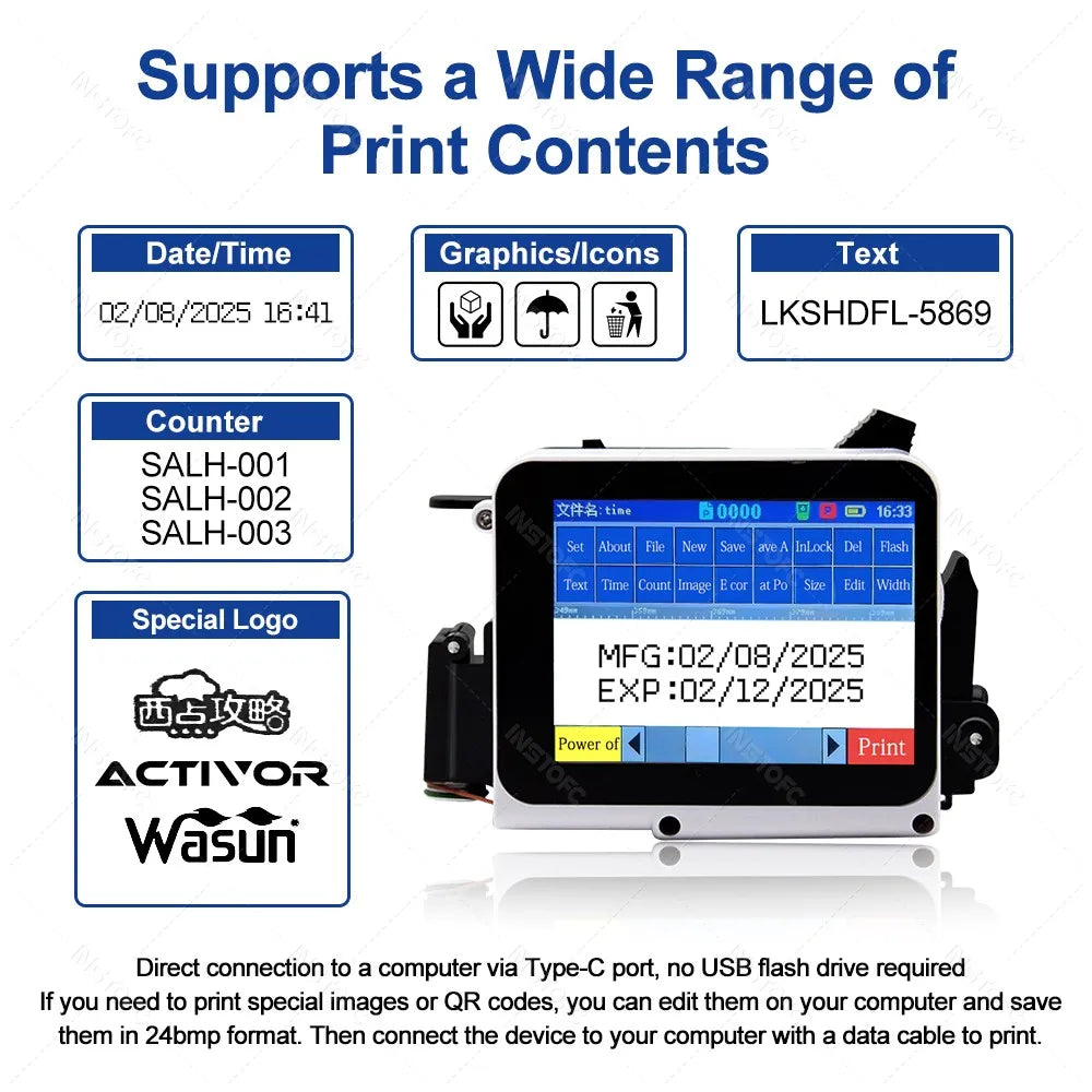 Handheld Inkjet Printer – Date, QR Code & Logo Stamp | INKP010