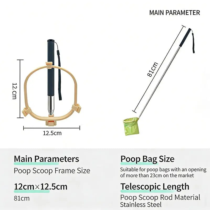 Foldable Telescopic Dog Poop Bag Holder – Non-Contact Pet Tool Pet Waste Tool Nixie