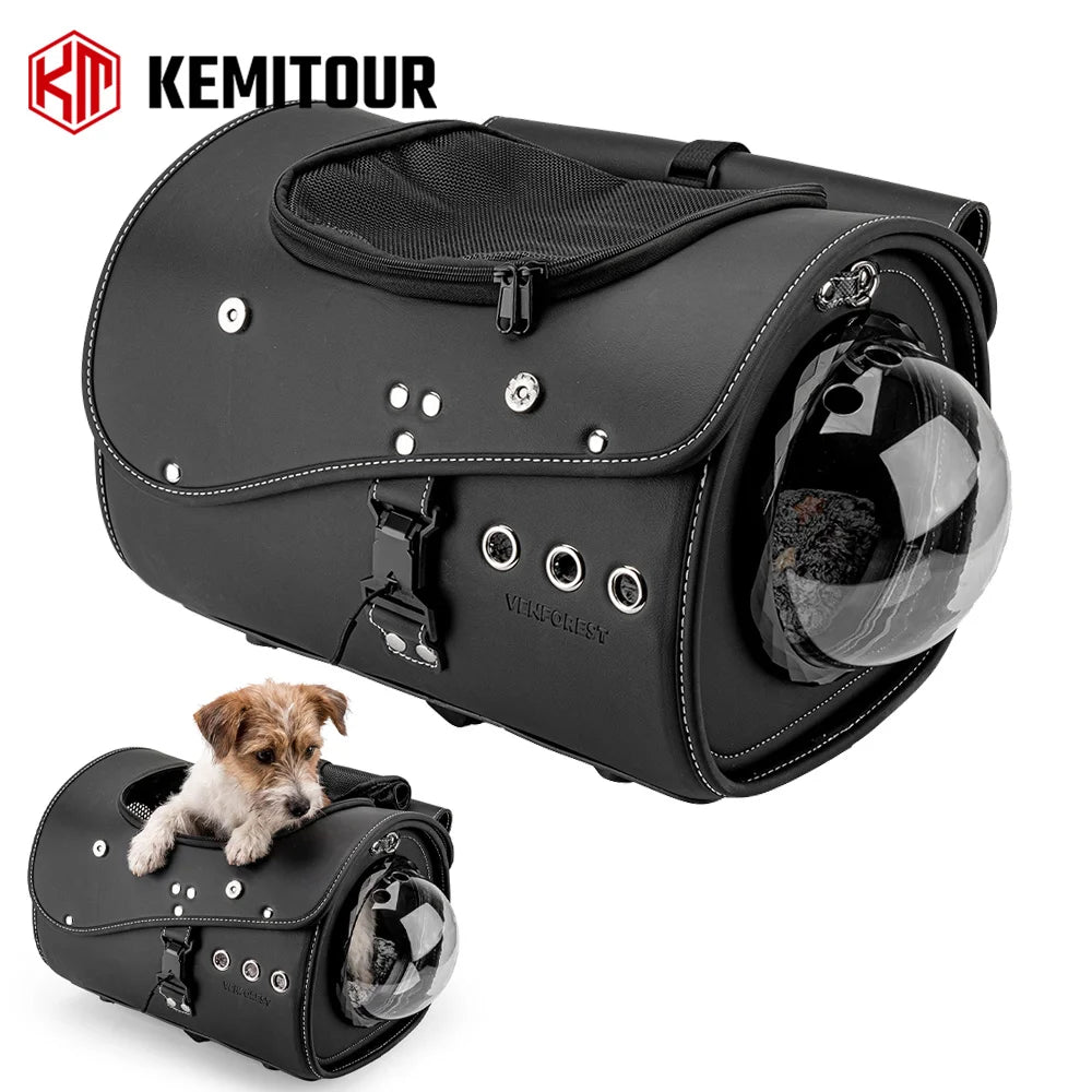 Motorcycle Pet Carrier Bag – PU Leather Rear Tail Bag & Lock Mount Motorcycle Pet Carrier Bag Nixie