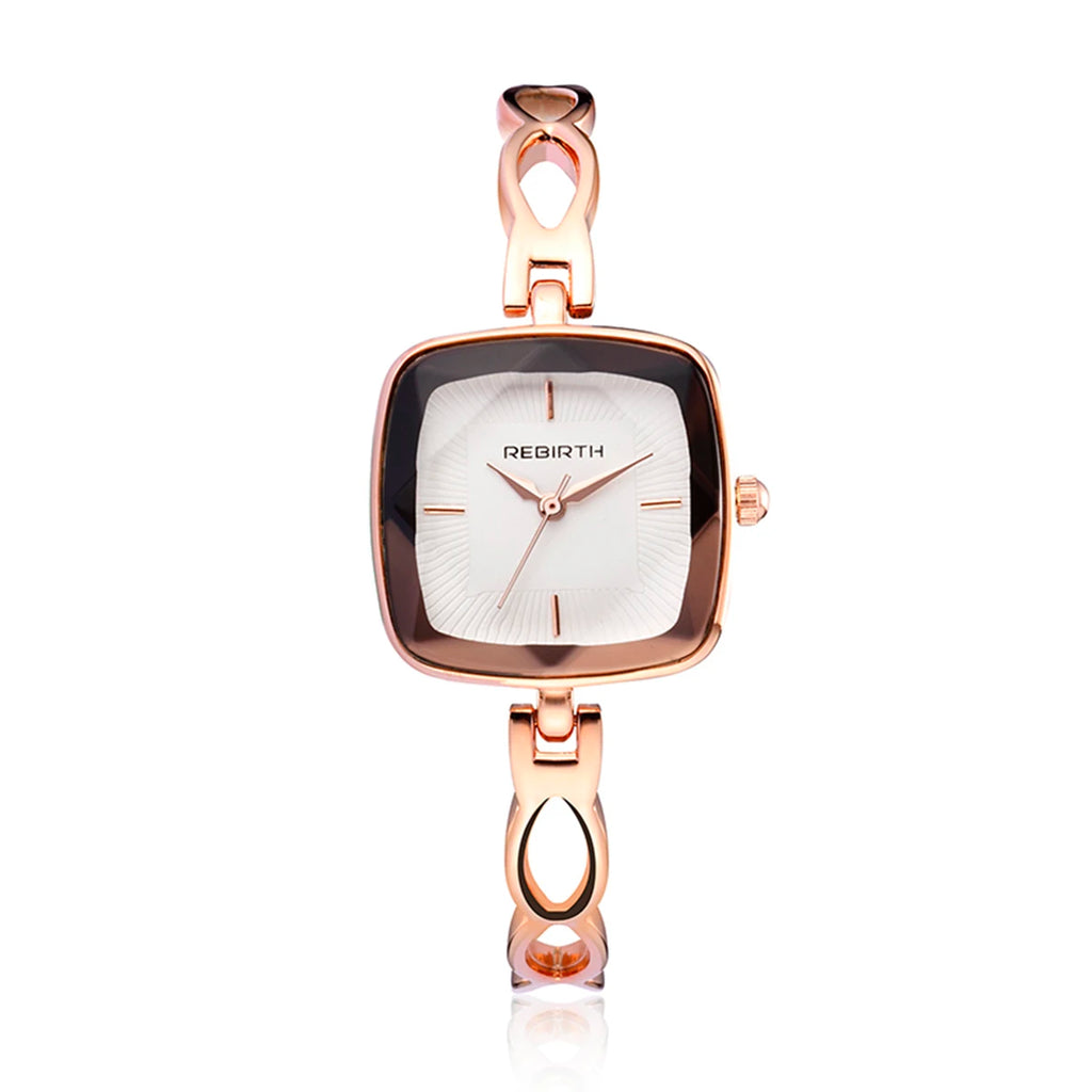 REBIRTH Luxury Bracelet Quartz Watch – Roman Numeral Dial Bracelet Quartz Watch Nixie Rose