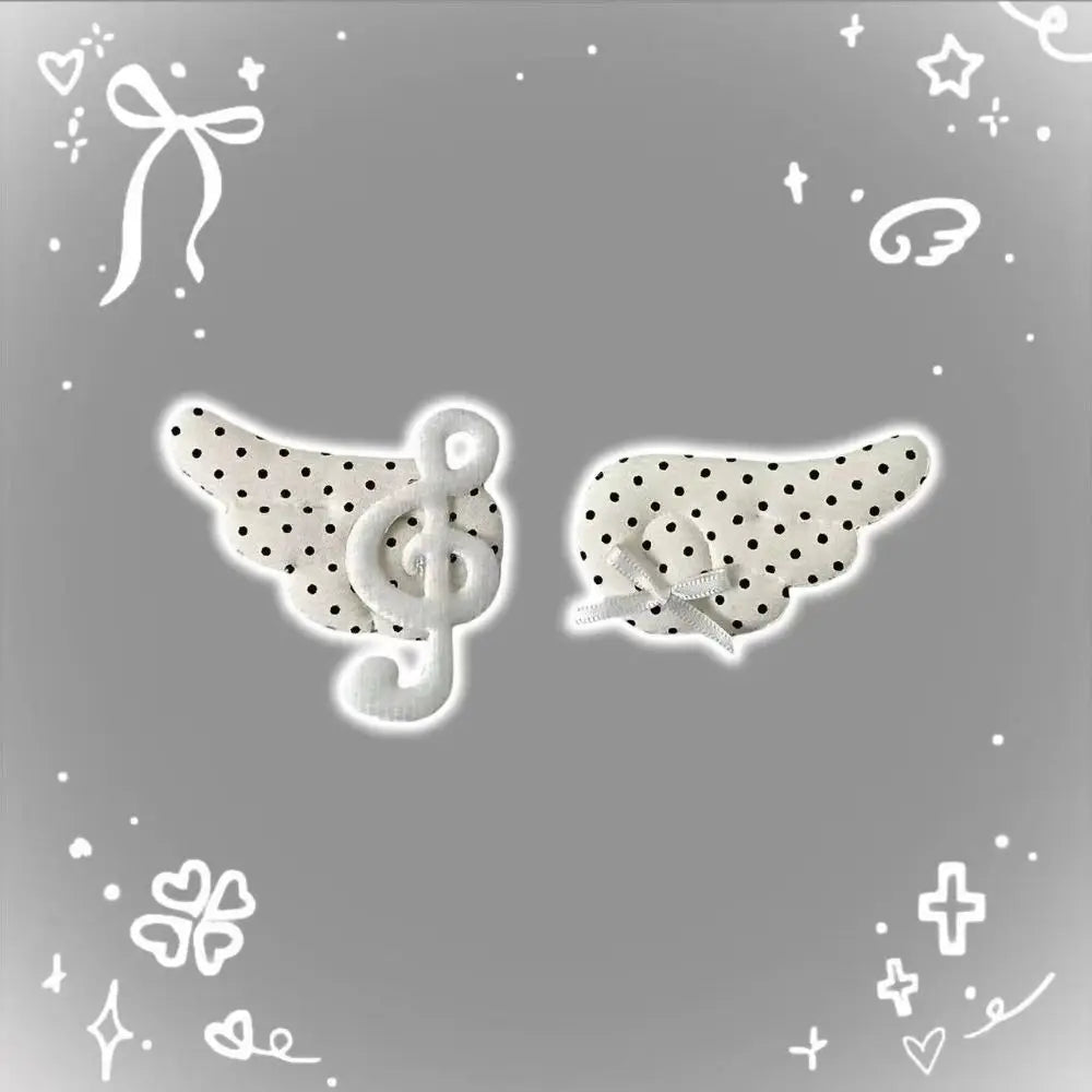 Musical Note Angel Wings Hair Clips – Black & White Barrettes Hair Barrette Clip Nixie