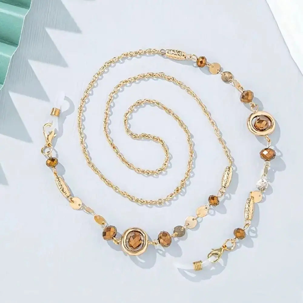 Rhinestone Glasses Chain Ocean Blue Metal Anti-Slip Strap Glasses Chain Strap Nixie