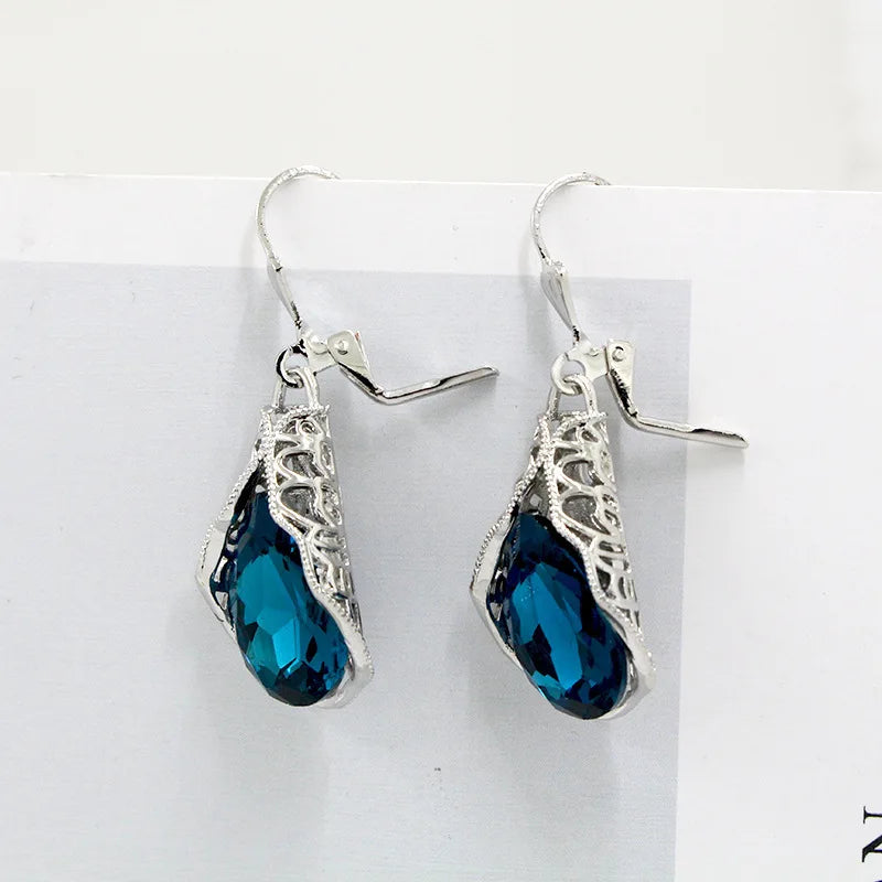 Black Crystal Dangle Earrings – Vintage Geometric Fashion Crystal Dangle Earrings Nixie