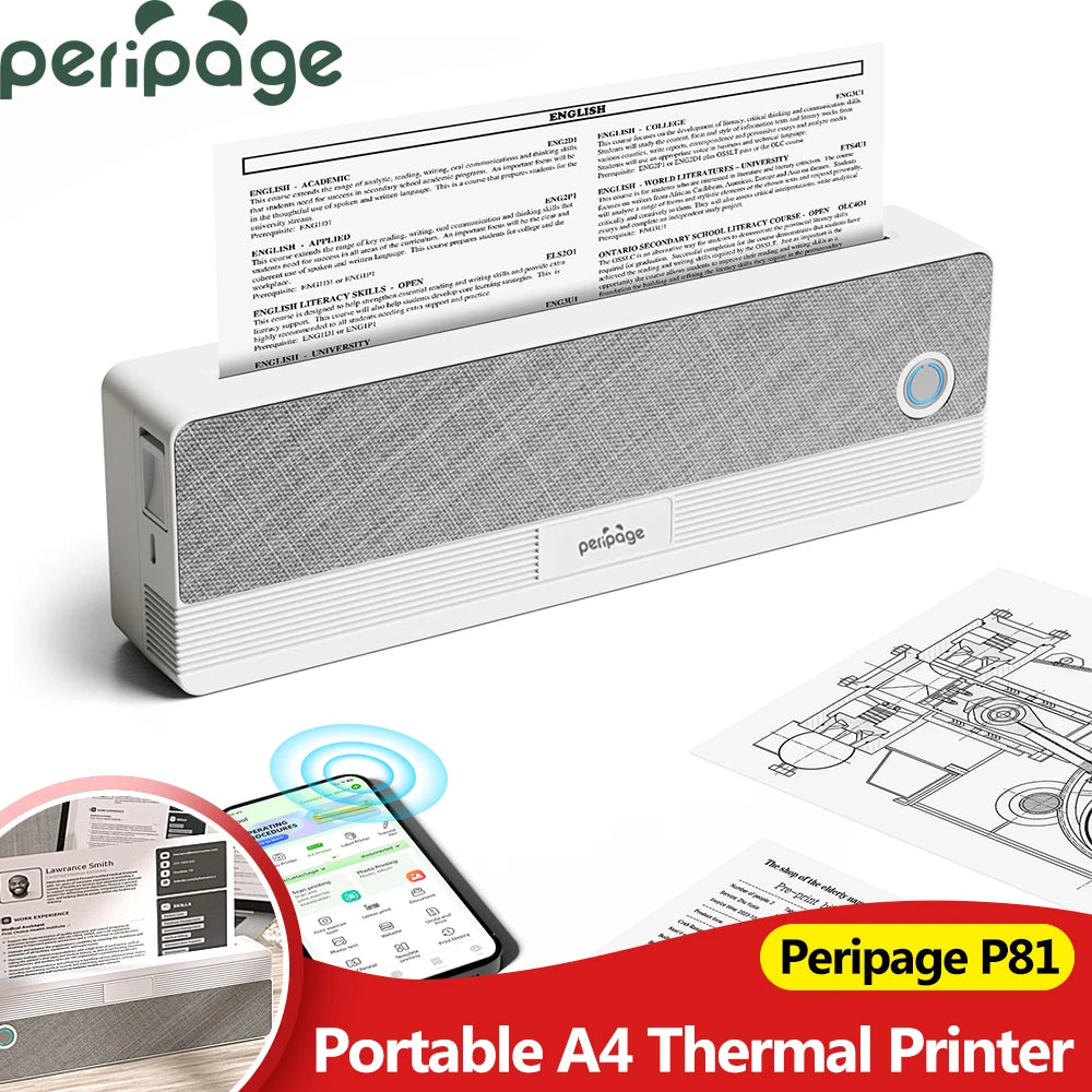 Peripage P81 Portable A4 Bluetooth Thermal Printer – Inkless