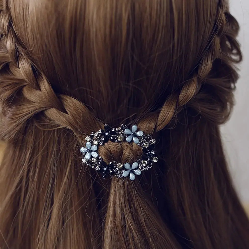 Korean Oval Floral Crystal Hairpin – Zircon Spring Barrette Crystal Hair Barrette Nixie