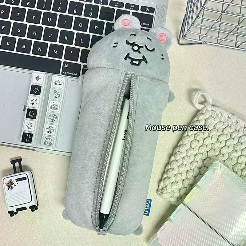 Cute Mouse Plush Pencil Case – Large Capacity Stationery Bag Plush Pencil Case Nixie