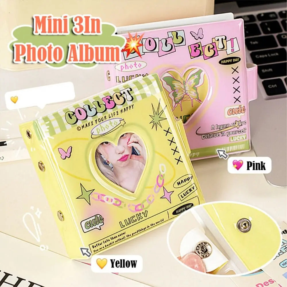 Kawaii Mini PVC Photocard Holder – Heart Hollow Photo Album
