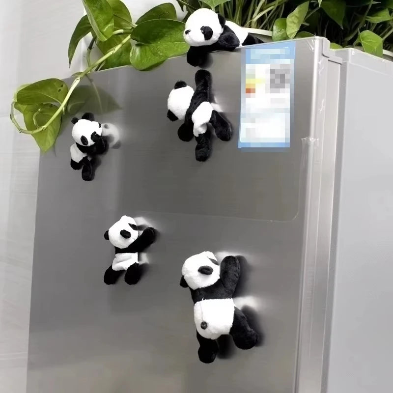 Cute Plush Panda Fridge Magnet – Soft Oval Fabric Refrigerator Decor Fridge Magnet Nixie WHITE