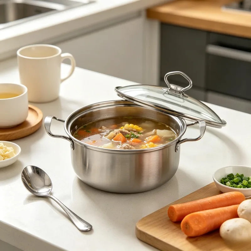 6-Piece Non-Stick Stainless Steel Cookware Set – 3 Pots & Lids Cookware Set Nixie