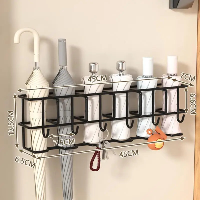Wall-Mounted Umbrella Holder Rack – Indoor Storage Hooks