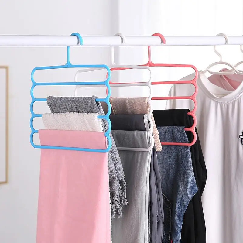 5-Tier Pants Hanger Space-Saving Anti-Slip Closet Organizer Multi-Layer Clothes Hanger Nixie