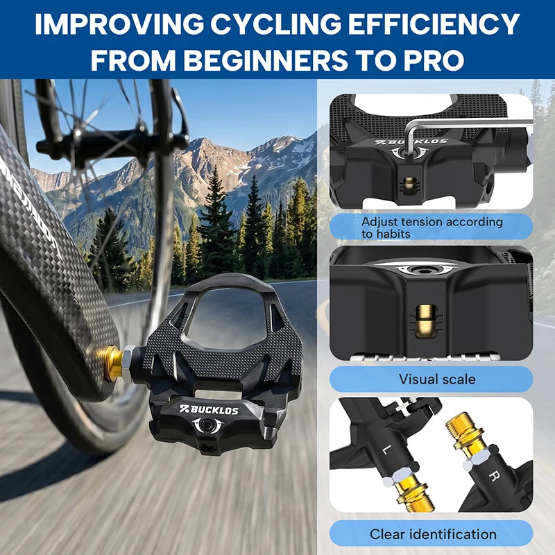 BUCKLOS SPD-SL Clipless Road Bike Pedals with Cleats | CR-Mo Clipless Bike Pedals Nixie