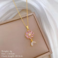 Copper Flower Pendant Choker Necklace – Gold Zircon Women Pendant Necklace Nixie XL2606-307