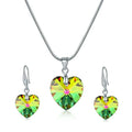 Rainbow Heart Cubic Zirconia Necklace & Earrings Set Jewelry Set Nixie green