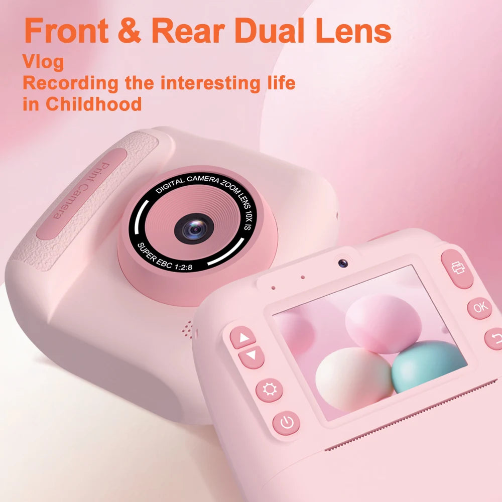 INSTOFC Kids Instant Print Camera 1080P HD Thermal Printer Kids Instant Camera Nixie