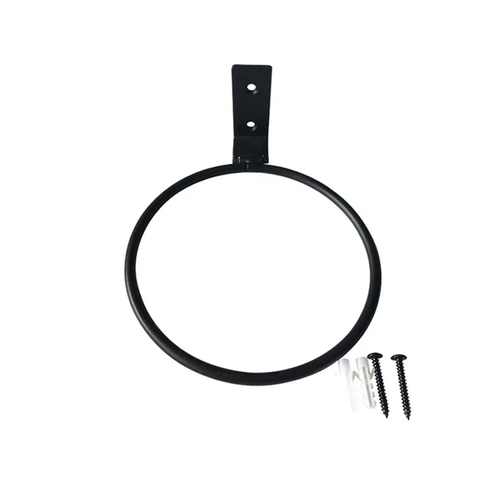Wall Mounted Metal Flower Pot Holder Ring | Black Planter Rack