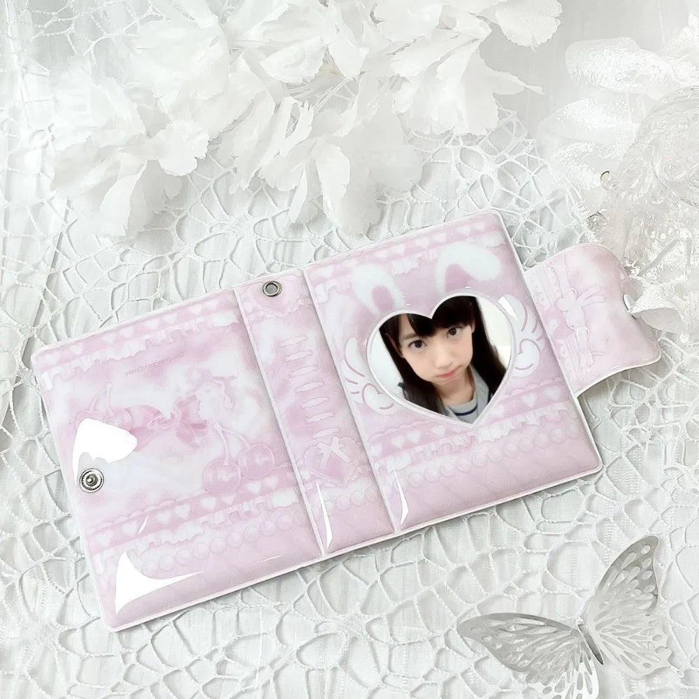 Pink Bow Mini Photocard Binder 3 Inch PVC Card Album 16 Pages Photocard Binder Nixie