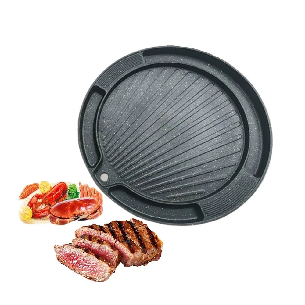 Korean Nonstick BBQ Grill Pan – Cast Aluminum Indoor/Outdoor BBQ Grill Pan Nixie