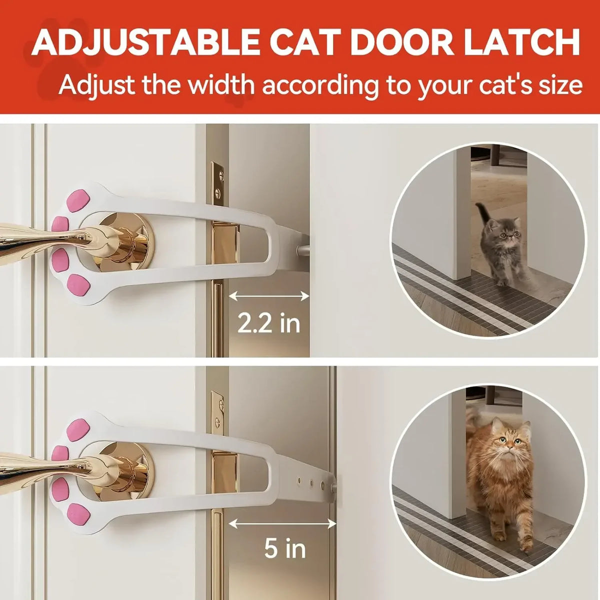 Adjustable Cat Door Holder Latch & Dog Door Stopper Strap
