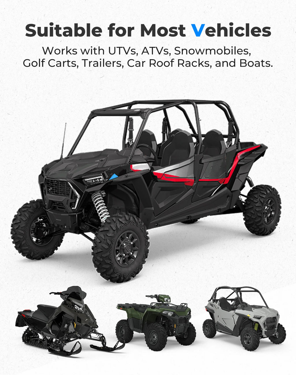 KEMIMOTO 4-Pack UTV Shovel Holder Roof Rack Straps | RZR X3 UTV Roof Rack Straps Nixie