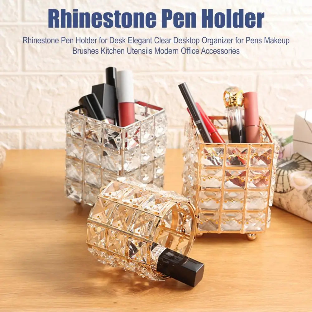 Rhinestone Pen Holder – Clear Elegant Desktop Organizer Desktop Pen Organizer Nixie