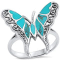 Butterfly Turquoise Cocktail Ring – Vintage Zinc Alloy Sizes 6–10 Cocktail Ring Nixie 9 WHITE