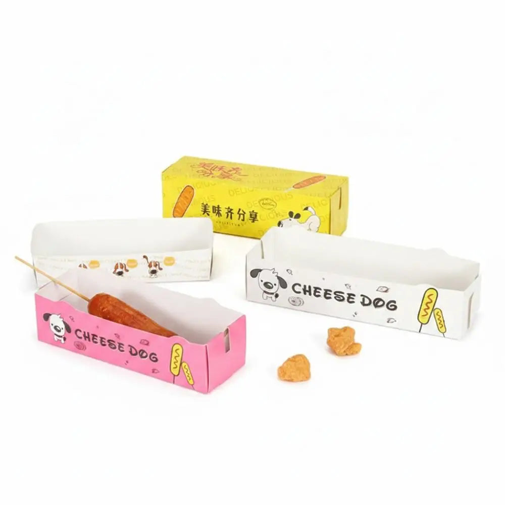 100PCS Disposable Hot Dog Boat Boxes – Food-Grade Paper Trays Food Packaging Trays Nixie