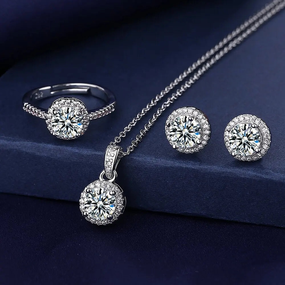 Round CZ Cubic Zirconia Jewelry Set – Necklace, Earrings & Ring Jewelry Set Nixie