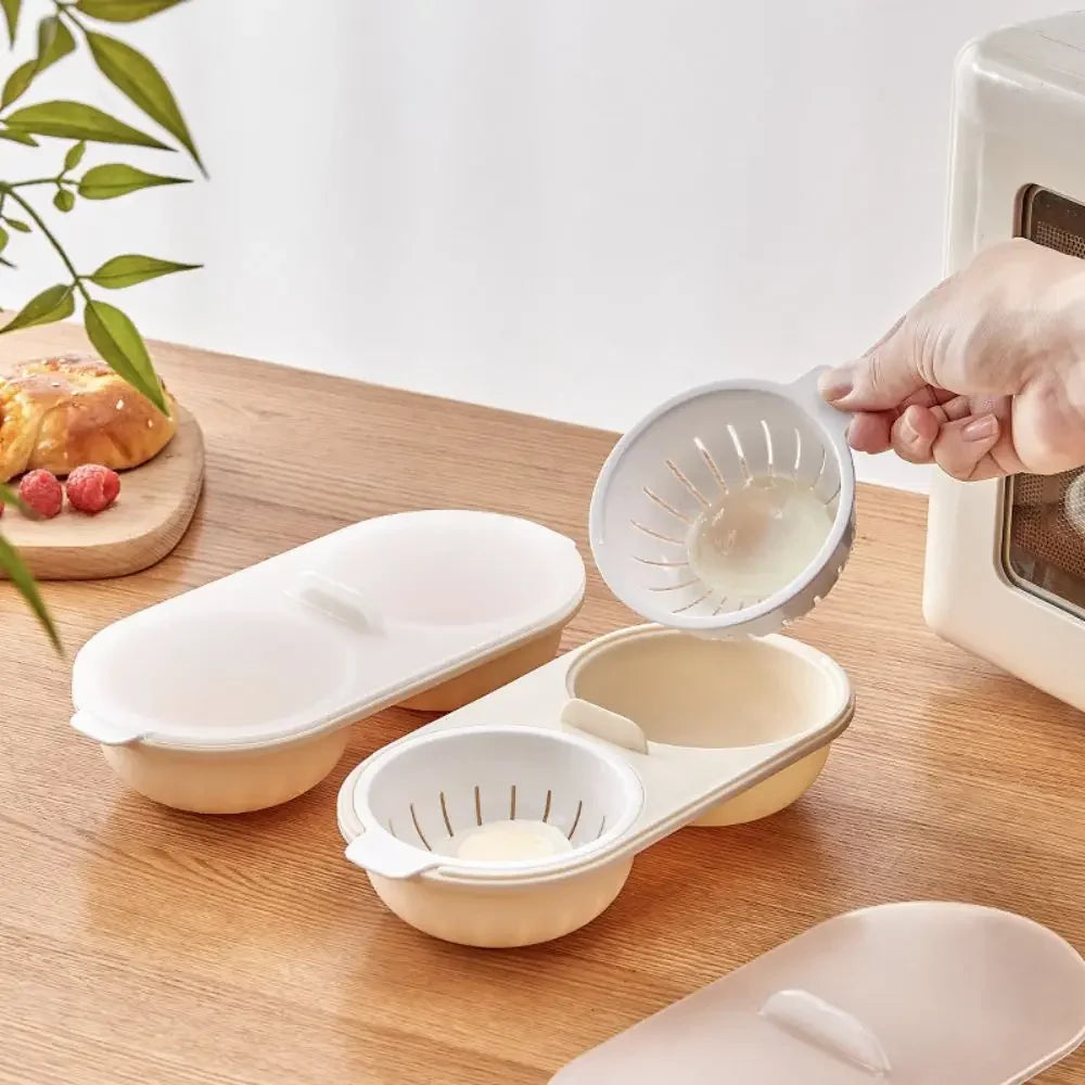 Microwave Egg Poacher Double Cup Non-Stick Egg Boiler Mold Egg Poacher Nixie