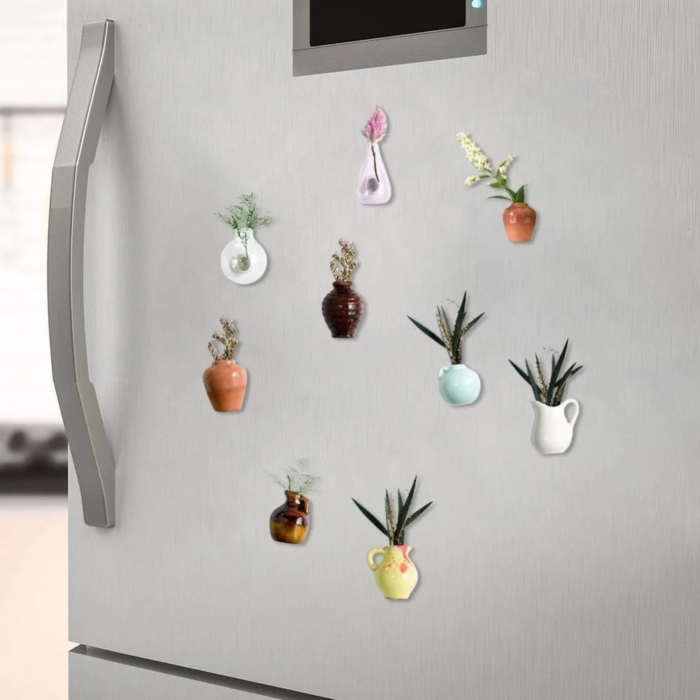 Ceramic Mini Vase Fridge Magnets – Decorative Plant Whiteboard Magnet