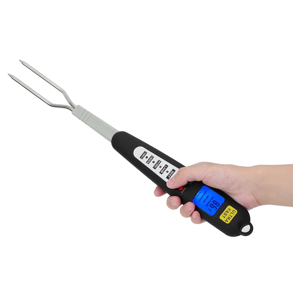 Digital BBQ Thermometer Fork – Instant Read LED Grill Thermometer