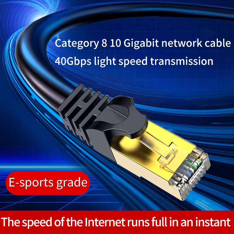 CAT8 Ethernet Cable 40Gbps 2000MHz Shielded Flat RJ45 Patch Cord Ethernet Patch Cable Nixie