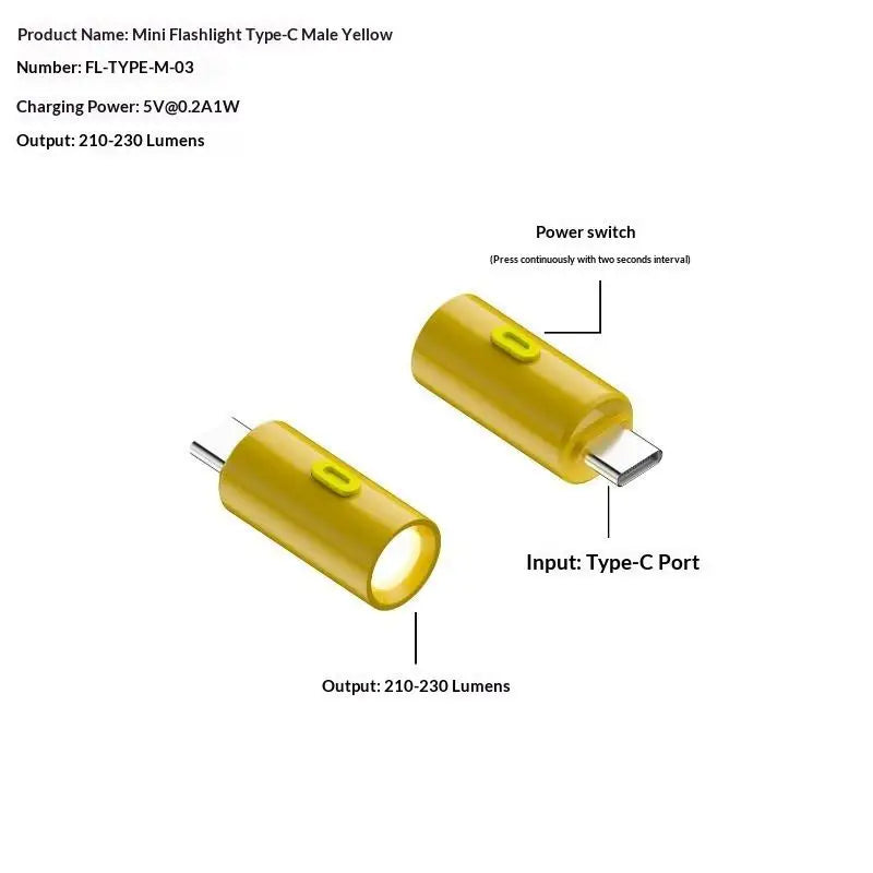 eelhoe Type-C Mini Flashlight USB-C Plug & Play Keychain LED