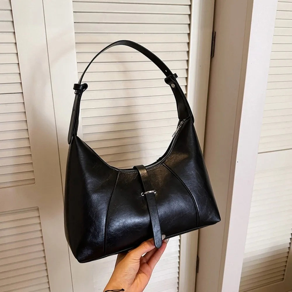 Women's PU Leather Underarm Tote Bag | Large Capacity – Nixie Leather Tote Bag Nixie Black