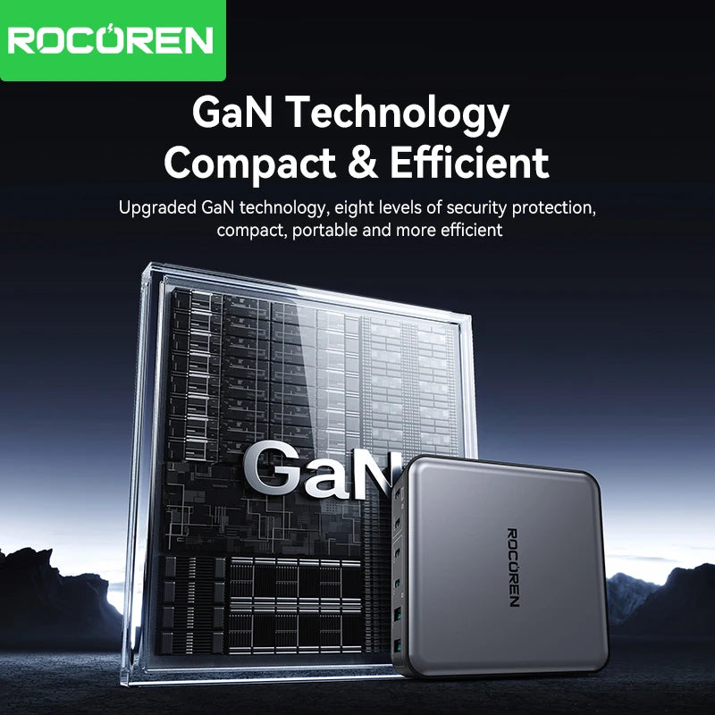 Rocoren 200W GaN Charger 6-Port USB-C PD Fast Charging Station GaN Charging Station Nixie