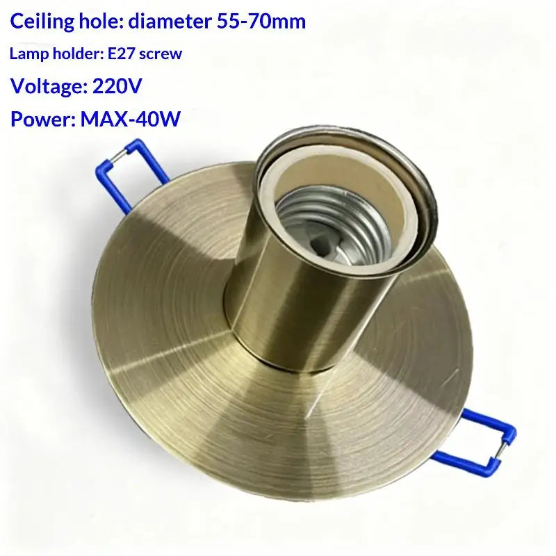 E27 Ceramic Light Socket with Metal Cap & Spring Bracket