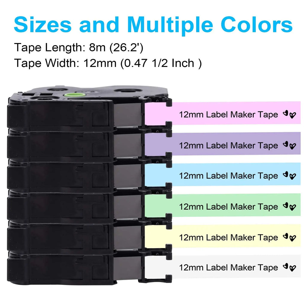 Labelife 5-Pack TZe 12mm Label Tape – Brother P-Touch Compatible