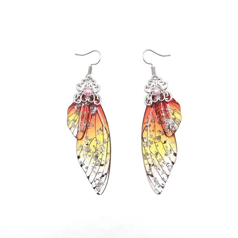 Butterfly Wing Crystal Drop Earrings – Antique Silver Bridal