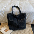 Vintage Denim Tote Bag – Large Women's Shoulder & Commuter Bag Denim Tote Bag Nixie Black Extra Large