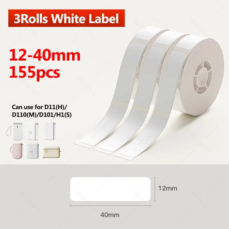 Niimbot D11/D110/D101 Thermal Label Sticker Paper 12-15mm 3 Rolls Thermal Label Paper Nixie 3Rolls 12x40mm