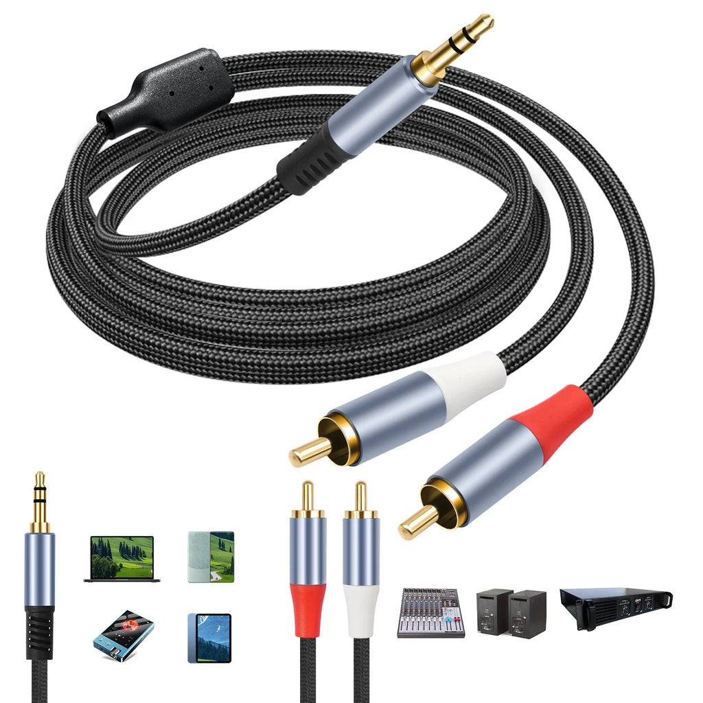 3.5mm to 2-RCA Audio Splitter Cable | AUX to RCA Stereo Audio Splitter Cable Nixie