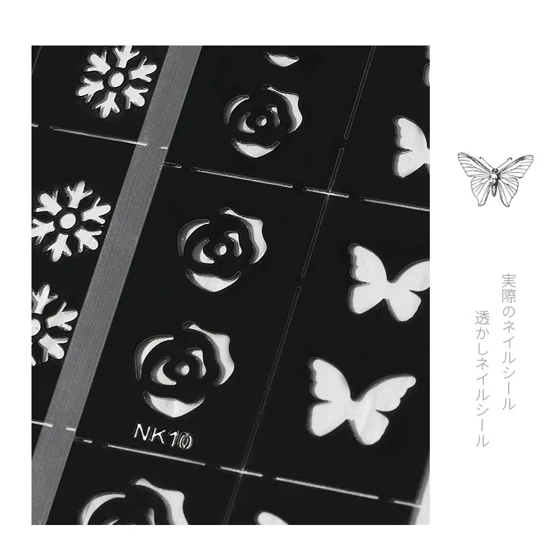 Hollow Nail Art Stamping Stencils – Letter & Flower Decals Nail Art Stencils Nixie