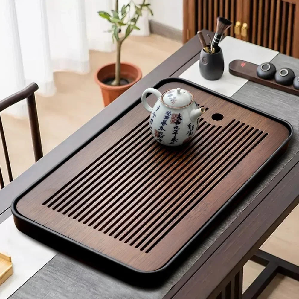 Bamboo Kung Fu Tea Tray – Portable Detachable Drain Tray Bamboo Tea Tray Nixie