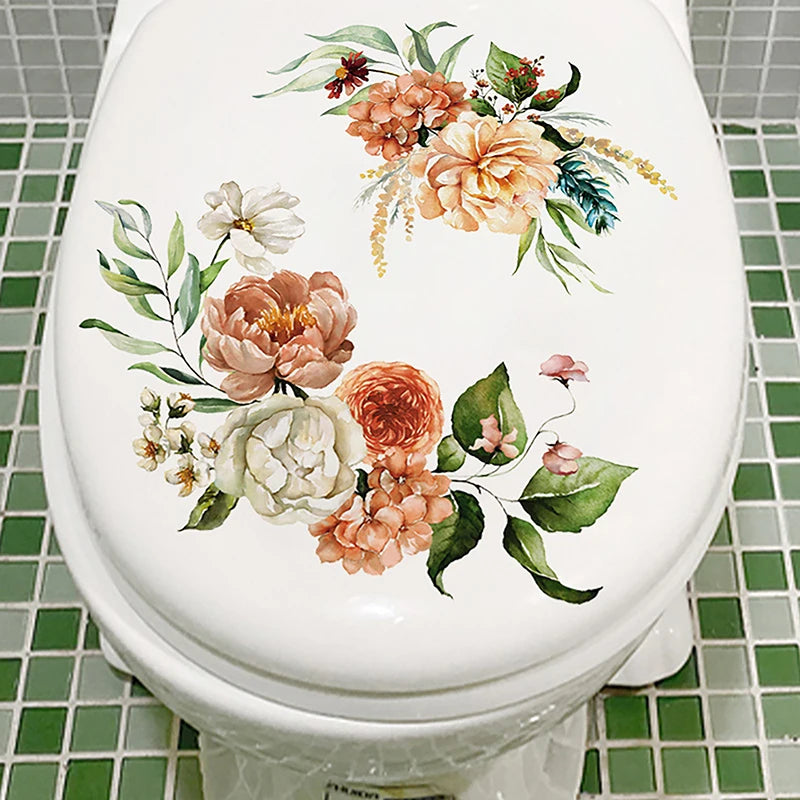 Butterfly Flower Toilet Seat Stickers – Removable Bathroom Decals