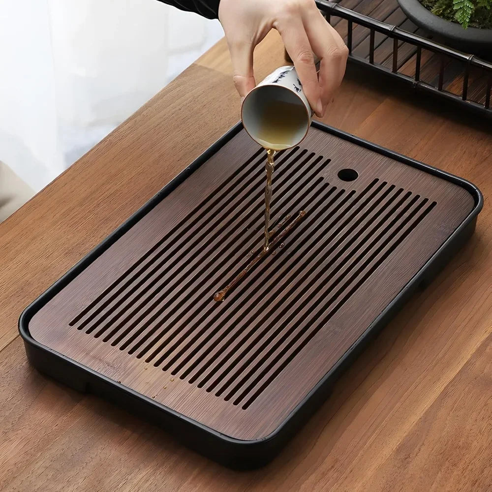 Bamboo Kung Fu Tea Tray – Portable Detachable Drain Tray Bamboo Tea Tray Nixie