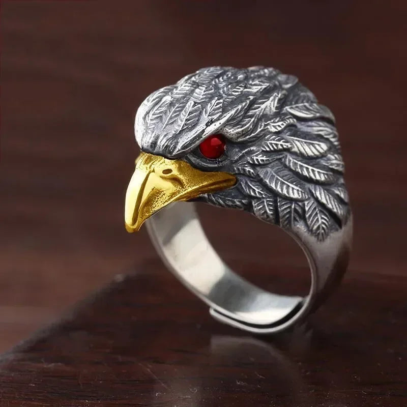 Eagle Head Punk Adjustable Ring – Zinc Alloy Silver-Plated Fashion Ring Nixie