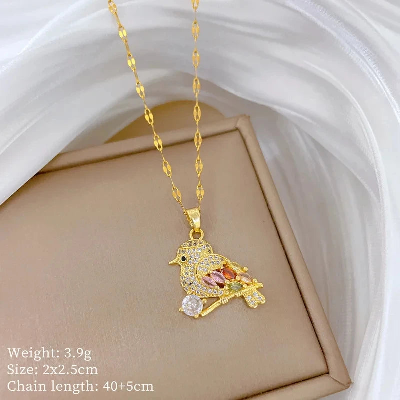Crystal Bird Pendant Necklace – Gold Plated Clavicle Chain Pendant Necklace Nixie XL2606-539